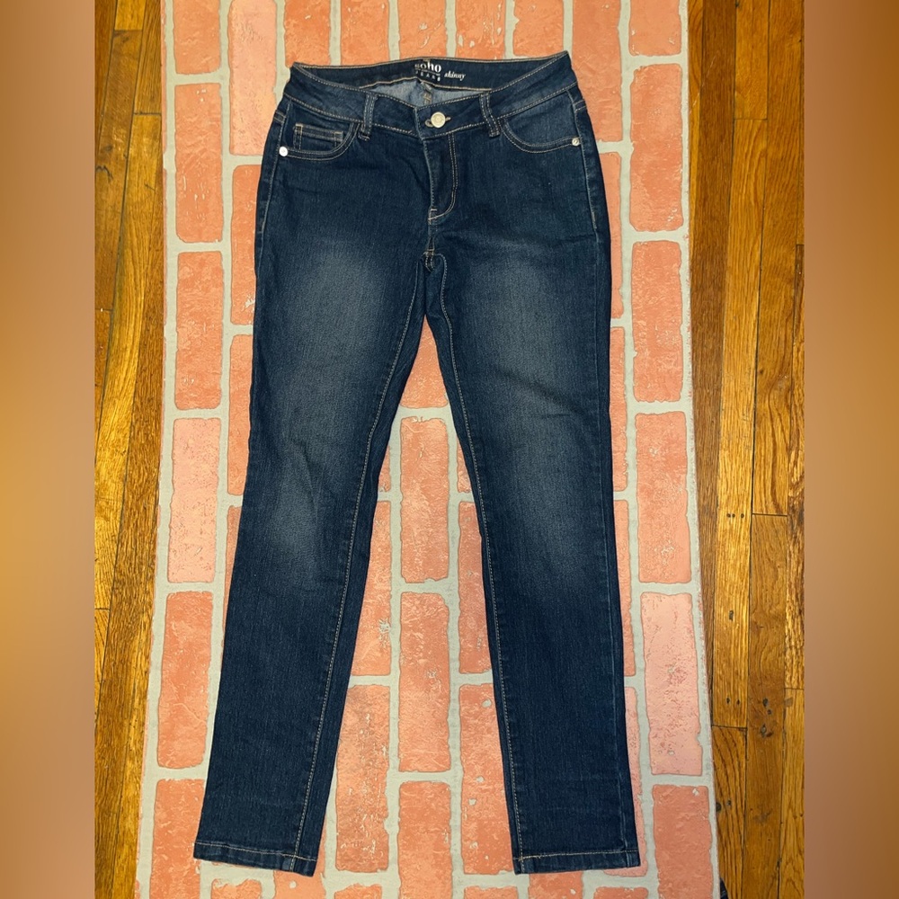 Blue denim skinny jeans